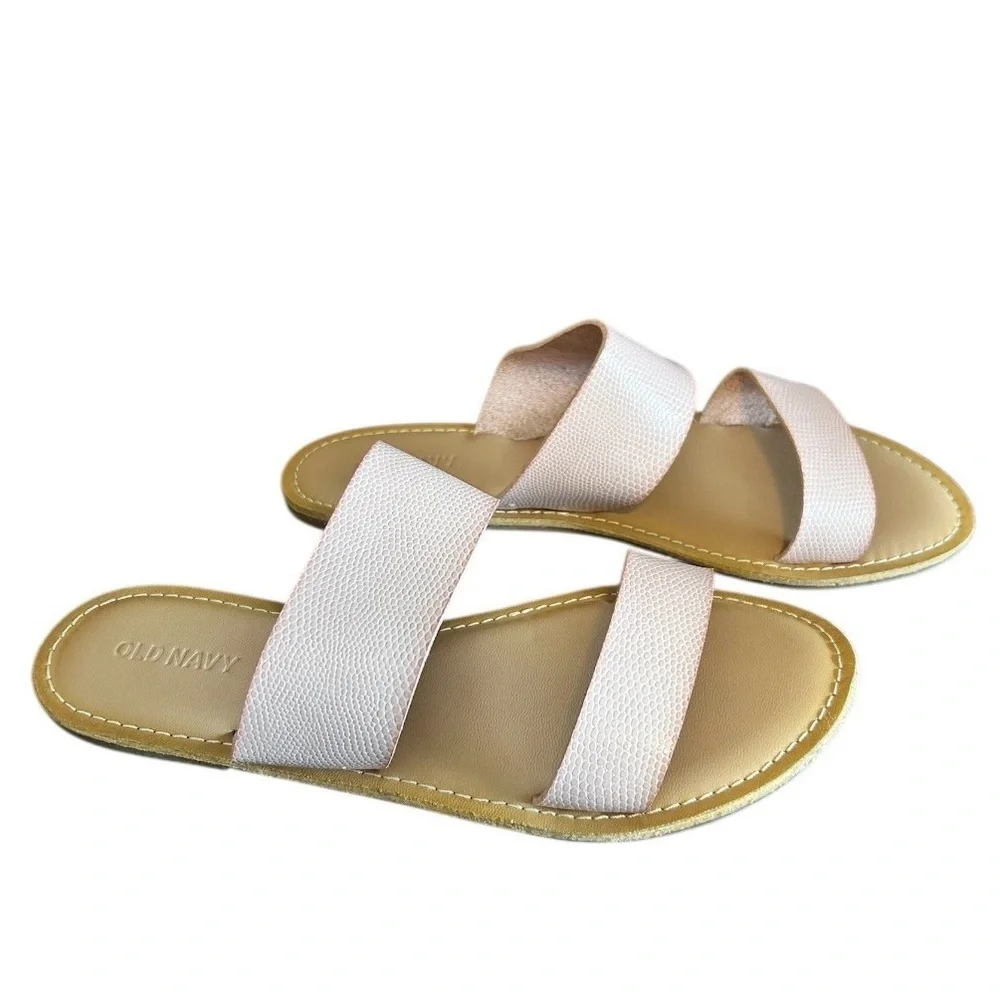 Old Navy Blush Pink Double Strap Slide Sandals Women’s 7 Summer - Picture 6 of 9